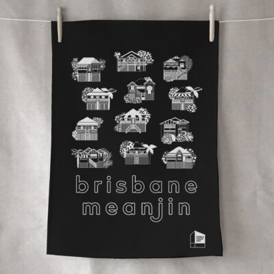 Tea Towel - Brisbane/Meajin Black