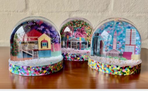 Confetti Domes on a shelf
