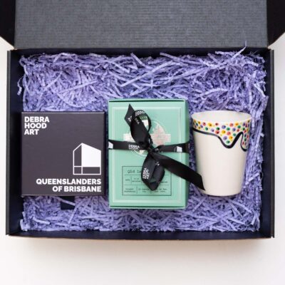Confetti Tea Bundle - Coasters, Tea and Tea Beaker - Inside box on white background